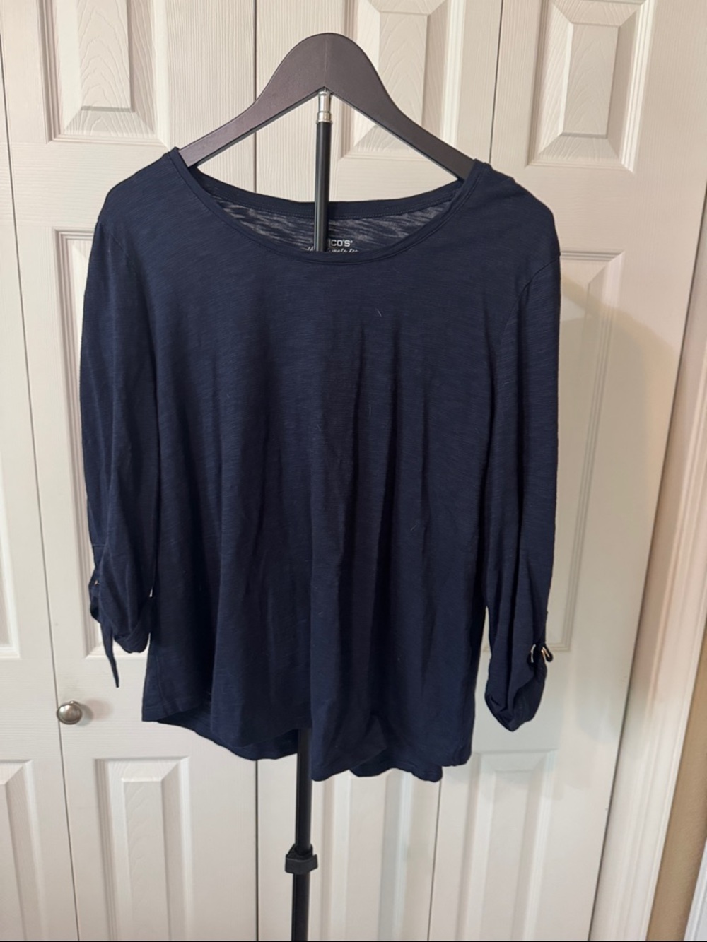 Chico's Navy Long Sleeve Boatneck Top